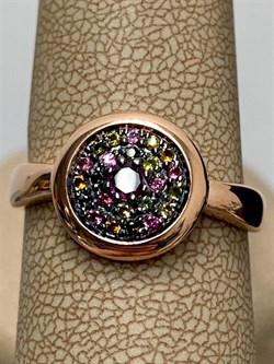 *Кольцо р.19 Турмалины Урал арт. К1527Ю/Ag-607/6/9ПОЗ-733 вес 2,87 г - фото 239041