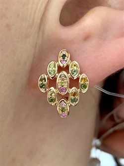 *Серьги Турмалины Урал арт. С1522Ю/Ag-607/6ПОЗ-195 вес 4,13 г - фото 239109