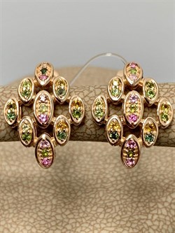 *Серьги Турмалины Урал арт. С1522Ю/Ag-607/6ПОЗ-195 вес 4,13 г - фото 239113