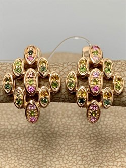 *Серьги Турмалины Урал арт. С1522Ю/Ag-607/6ПОЗ-195 вес 4,13 г - фото 239114