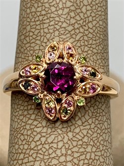 *Кольцо р.18,5 Турмалины Микс Гранат Родолит арт. К1524Ю/Ag-607/6/9ПОЗ-865 вес 3,04 г - фото 239217