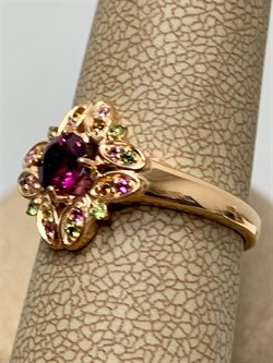 *Кольцо р.18,5 Турмалины Микс Гранат Родолит арт. К1524Ю/Ag-607/6/9ПОЗ-865 вес 3,04 г - фото 239218