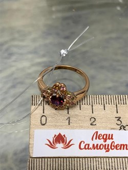 *Кольцо р.19,5 Турмалины Микс Гранат Родолит арт. К1524Ю/Ag-607/6/9ПОЗ-316 вес 3,06 г - фото 239225