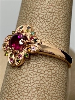 *Кольцо р.19,5 Турмалины Микс Гранат Родолит арт. К1524Ю/Ag-607/6/9ПОЗ-316 вес 3,06 г - фото 239228