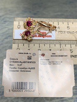 *Серьги Турмалины Микс Гранат Родолит арт. С1524Ю/Ag-607/6/9ПОЗ-441 вес 5,27 г - фото 239239
