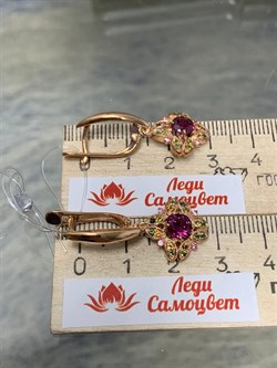 *Серьги Турмалины Микс Гранат Родолит арт. С1524Ю/Ag-607/6/9ПОЗ-441 вес 5,27 г - фото 239245