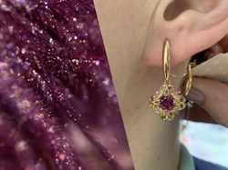 *Серьги Турмалины Микс Гранат Родолит арт. С1524Ю/Ag-607/6/9ПОЗ-441 вес 5,27 г - фото 239246