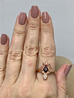 *Кольцо р.19,5 Турмалины Микс Гранат Мозамбик арт. К1523Ю/Ag-617/6/11ПОЗ-790 вес 2,51 г - фото 239258