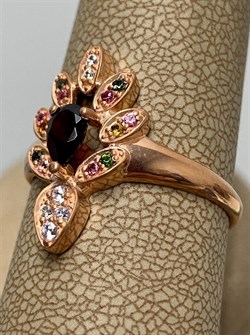 *Кольцо р.19,5 Турмалины Микс Гранат Мозамбик арт. К1523Ю/Ag-617/6/11ПОЗ-790 вес 2,51 г - фото 239265