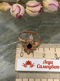 *Кольцо р.19,5 Турмалины Микс Гранат Мозамбик арт. К1523Ю/Ag-617/6/11ПОЗ-910 вес 2,48 г - фото 239270