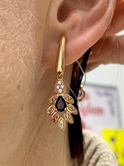 *Серьги Турмалины Микс Гранат Мозамбик арт. С1523Ю/Ag-617/6/11ПОЗ-543 вес 6,28 г - фото 239280