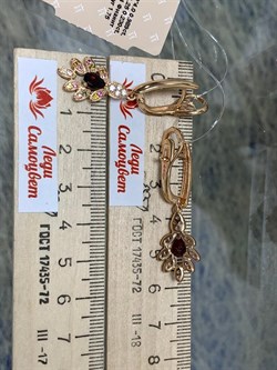 *Серьги Турмалины Микс Гранат Мозамбик арт. С1523Ю/Ag-617/6/11ПОЗ-543 вес 6,28 г - фото 239284