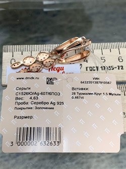 *Серьги Турмалины Микс арт. С1526Ю/Ag-607/6ПОЗ-567 вес 4,63 г - фото 239288 *Серьги Турмалины Микс арт. С1526Ю/Ag-607/6ПОЗ-567 вес 4,63 г - фото 239288