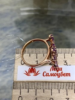 *Кольцо р.19 Орхидея Микс Турмалин Аметист арт. К1721Ю/Ag-607/4/14ПОЗ-668 вес 3,87 г - фото 239357