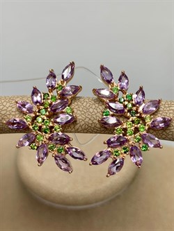*Серьги Орхидея Микс Турмалин Аметист арт. С1721Ю/Ag-607/4/14ПОЗ-461 вес 5,89 г - фото 239362