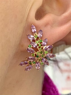 *Серьги Орхидея Микс Турмалин Аметист арт. С1721Ю/Ag-607/4/14ПОЗ-461 вес 5,89 г - фото 239364