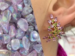 *Серьги Орхидея Микс Турмалин Аметист арт. С1721Ю/Ag-607/4/14ПОЗ-461 вес 5,89 г - фото 239365