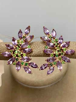 *Серьги Орхидея Микс Турмалин Аметист арт. С1721Ю/Ag-607/4/14ПОЗ-461 вес 5,89 г - фото 239366