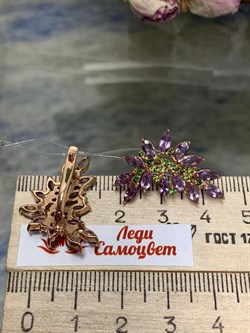 *Серьги Орхидея Микс Турмалин Аметист арт. С1721Ю/Ag-607/4/14ПОЗ-461 вес 5,89 г - фото 239368