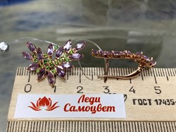 *Серьги Орхидея Микс Турмалин Аметист арт. С1721Ю/Ag-607/4/14ПОЗ-461 вес 5,89 г - фото 239369