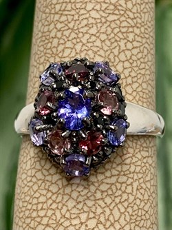 *Кольцо р.17,5  Орхидея Микс Танзанит Турмалин Шпинель арт. К1008Ю/Ag-607/1/3/8-471 вес 2,7 г - фото 239381 *Кольцо р.17,5  Орхидея Микс Танзанит Турмалин Шпинель арт. К1008Ю/Ag-607/1/3/8-471 вес 2,7 г - фото 239381