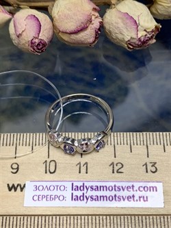 *Кольцо р.17,5 Орхидея Микс Танзанит Турмалин арт. К1061/Ag-607/3/8-549 вес 2,09 г - фото 239409