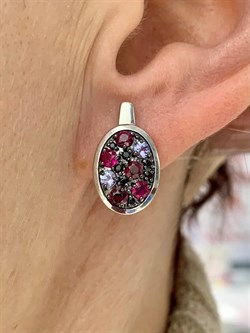 *Серьги Орхидея Микс Танзанит Родолит Турмалин Шпинель арт. С1043Ю/Ag-607/1/3/8/9-125 вес 3,78 г - фото 239421 *Серьги Орхидея Микс Танзанит Родолит Турмалин Шпинель арт. С1043Ю/Ag-607/1/3/8/9-125 вес 3,78 г - фото 239421