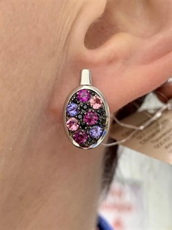 *Серьги Орхидея Микс Танзанит Родолит Турмалин Шпинель арт. С1043Ю/Ag-607/1/3/8/9-125 вес 3,78 г - фото 239422 *Серьги Орхидея Микс Танзанит Родолит Турмалин Шпинель арт. С1043Ю/Ag-607/1/3/8/9-125 вес 3,78 г - фото 239422