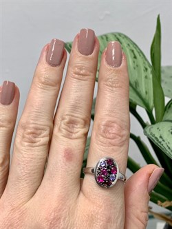 *Кольцо р.19,5 Орхидея Микс Родолит Танзанит Шпинель арт. К1043Ю/Ag-657/88-243 вес 2,39 г - фото 239442