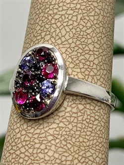 *Кольцо р.19,5 Орхидея Микс Родолит Танзанит Шпинель арт. К1043Ю/Ag-657/88-243 вес 2,39 г - фото 239445