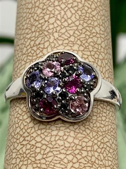 *Кольцо р.19,5 Орхидея Микс Танзанит Родолит Турмалин Шпинель арт. К1042Ю/Ag-607/1/3/8/9-284 вес 2,66 г - фото 239474