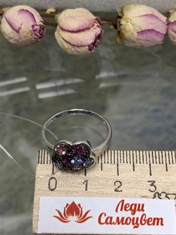 *Кольцо р.19,5 Орхидея Микс Танзанит Родолит Турмалин Шпинель арт. К1042Ю/Ag-607/1/3/8/9-284 вес 2,66 г - фото 239478