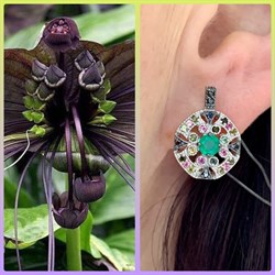 *Серьги Орхидея Микс Зеленый Агат Турмалин Урал арт. С1531Ю/Ag-617/6/10-883 вес 4,79 г - фото 239555