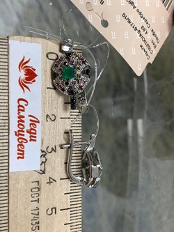 *Серьги Орхидея Микс Зеленый Агат Турмалин Урал арт. С1531Ю/Ag-617/6/10-883 вес 4,79 г - фото 239560