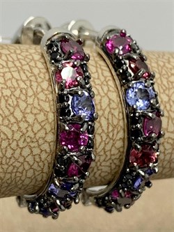 *Серьги Конго Орхидея Микс Родолит Танзанит Турмалин Шпинель арт. С1047Ю/Ag-607/1/3/8/9-347 вес 4,53 г - фото 239572 *Серьги Конго Орхидея Микс Родолит Танзанит Турмалин Шпинель арт. С1047Ю/Ag-607/1/3/8/9-347 вес 4,53 г - фото 239572