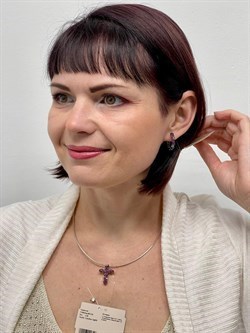 *Серьги Конго Орхидея Микс Родолит Танзанит Турмалин Шпинель арт. С1047Ю/Ag-607/1/3/8/9-347 вес 4,53 г - фото 239574 *Серьги Конго Орхидея Микс Родолит Танзанит Турмалин Шпинель арт. С1047Ю/Ag-607/1/3/8/9-347 вес 4,53 г - фото 239574