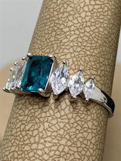 *Кольцо  р.19 Голубой Турмалин синт арт. К1743Ю/Ag-610/95-363 вес 2,47 г - фото 239940