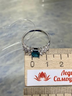 *Кольцо  р.19 Голубой Турмалин синт арт. К1743Ю/Ag-610/95-363 вес 2,47 г - фото 239944