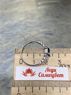 *Кольцо  р.19 Голубой Турмалин синт арт. К1743Ю/Ag-610/95-363 вес 2,47 г - фото 239945