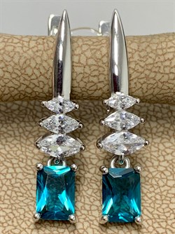 *Серьги Голубой Турмалин синт арт. С1743Ю/Ag-610/95-200 вес 3,88 г - фото 239952