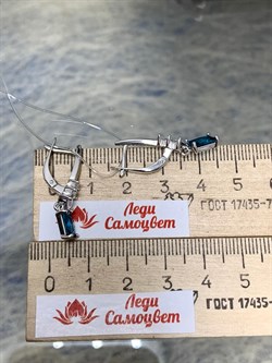 *Серьги Голубой Турмалин синт арт. С1743Ю/Ag-610/95-200 вес 3,88 г - фото 239956