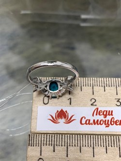 *Кольцо р.17,5 Голубой Турмалин Параиба синт арт. К1742Ю/Ag-610/95-543 вес 2,53 г - фото 239965