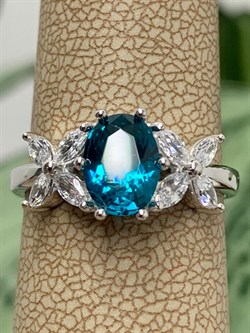 *Кольцо р.17,5 Голубой Турмалин Параиба синт арт. К1742Ю/Ag-610/95-645 вес 2,54 г - фото 239976