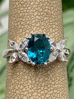 *Кольцо р.17,5 Голубой Турмалин Параиба синт арт. К1742Ю/Ag-610/95-645 вес 2,54 г - фото 239977