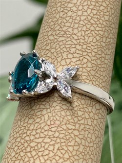 *Кольцо р.18,5 Голубой Турмалин Параиба синт арт. К1742Ю/Ag-610/95-463 вес 2,61 г - фото 239988