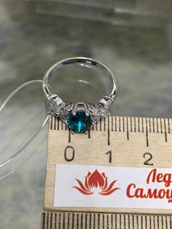 *Кольцо р.18,5 Голубой Турмалин Параиба синт арт. К1742Ю/Ag-610/95-463 вес 2,61 г - фото 239991