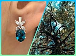 *Серьги Голубой Турмалин Параиба синт арт. С1742Ю/Ag-610/95-682 вес 3,38 г - фото 240000