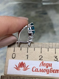*Серьги Голубой Турмалин Параиба синт арт. С1742Ю/Ag-610/95-682 вес 3,38 г - фото 240006