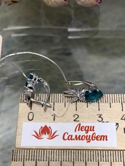 *Серьги Голубой Турмалин Параиба синт арт. С1742Ю/Ag-610/95-682 вес 3,38 г - фото 240007