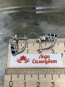 *Серьги Голубой Турмалин Параиба синт арт. С1742Ю/Ag-610/95-682 вес 3,38 г - фото 240008